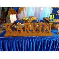 3D Styrofoam cut wording with Gold Glittering Finishing